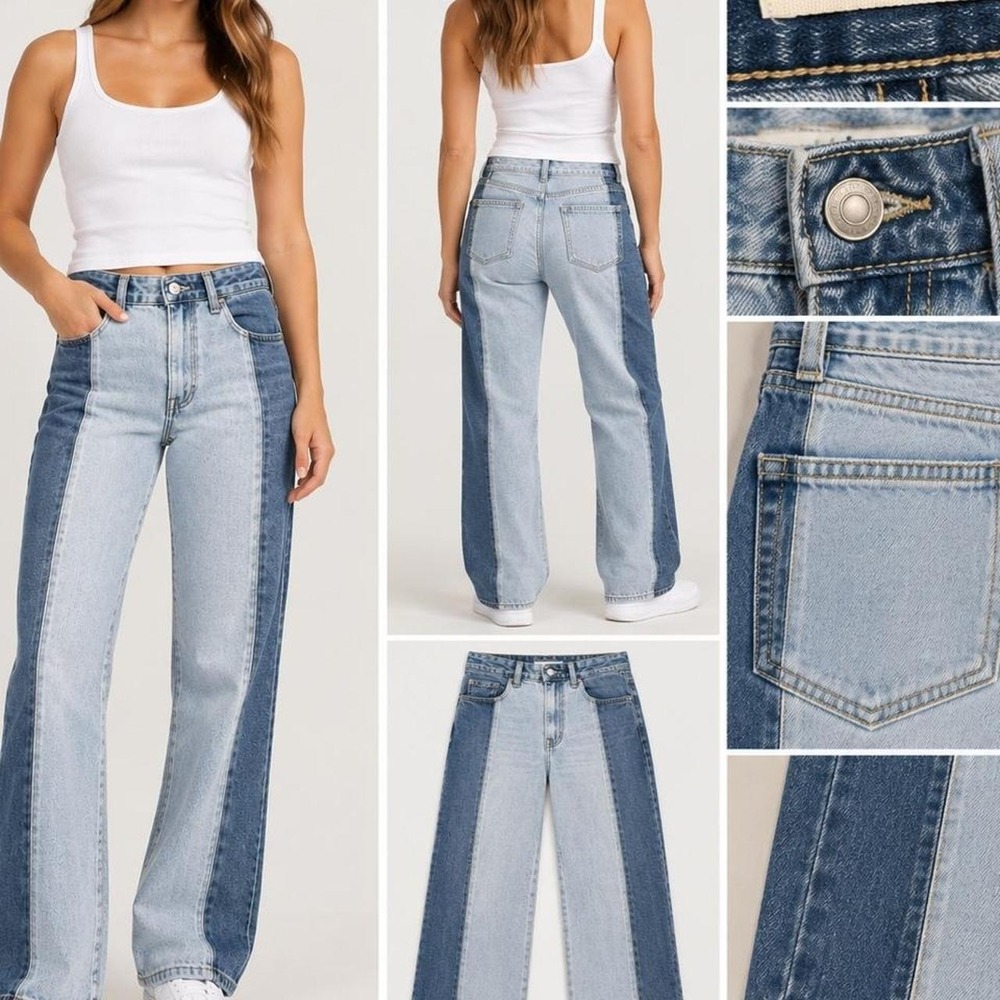 PacSun 90s Boyfriend Two Tone Patchwork High Waisted Straight Leg Jeans Size 25